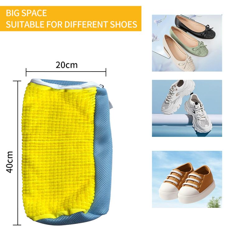 Invisible Zipper Side Opening Shoe Washing Bag for Washer and Dryer,