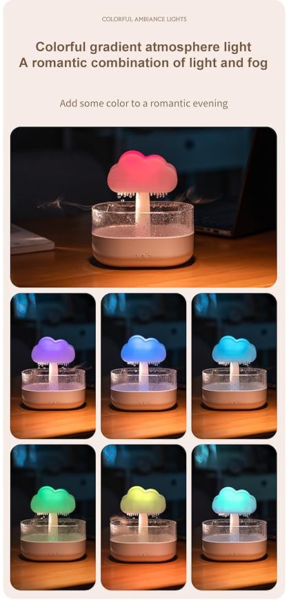Rain Cloud Humidifier with 7 Color LED Night Light