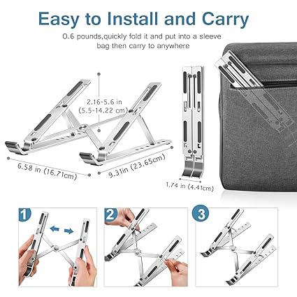 Adjustable Aluminum Laptop Computer Desktop Tablet Stand