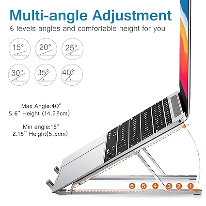 Adjustable Aluminum Laptop Computer Desktop Tablet Stand
